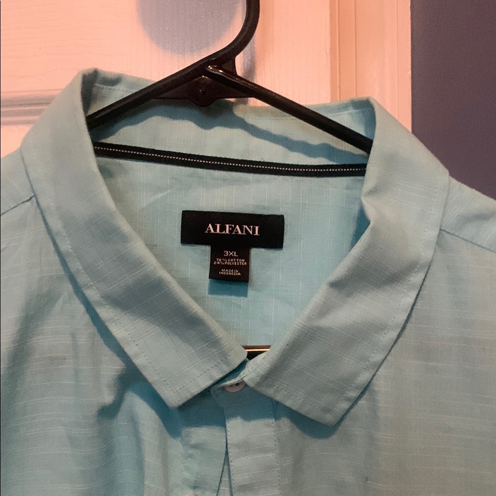 Alfani Blue Casual Button Down Shirt with Textured Fabric